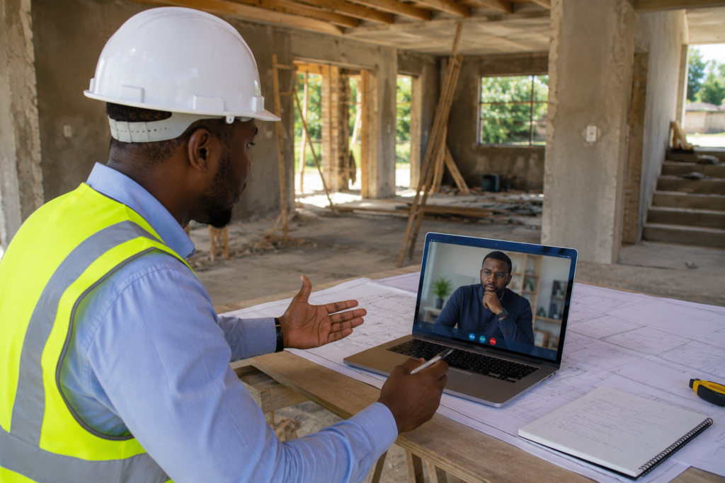Independent auditor conversing with client